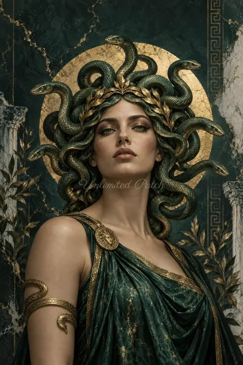 Medusa Mitolojik Portre Şeffaf Telefon Kılıfı