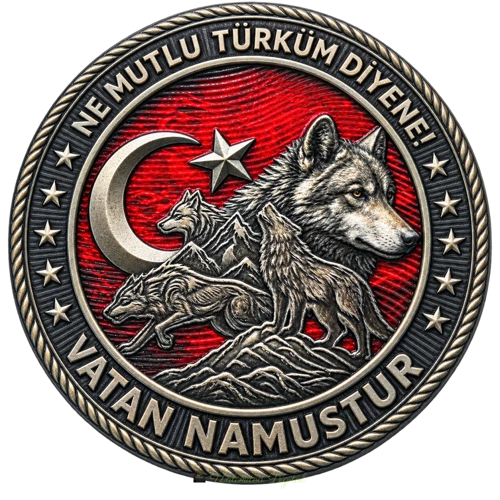 Ne Mutlu Türküm Diyene / Vatan Namustur" Kurt Temalı 3D Kabartmalı TPU Peç – UV Baskılı Taktik Arma