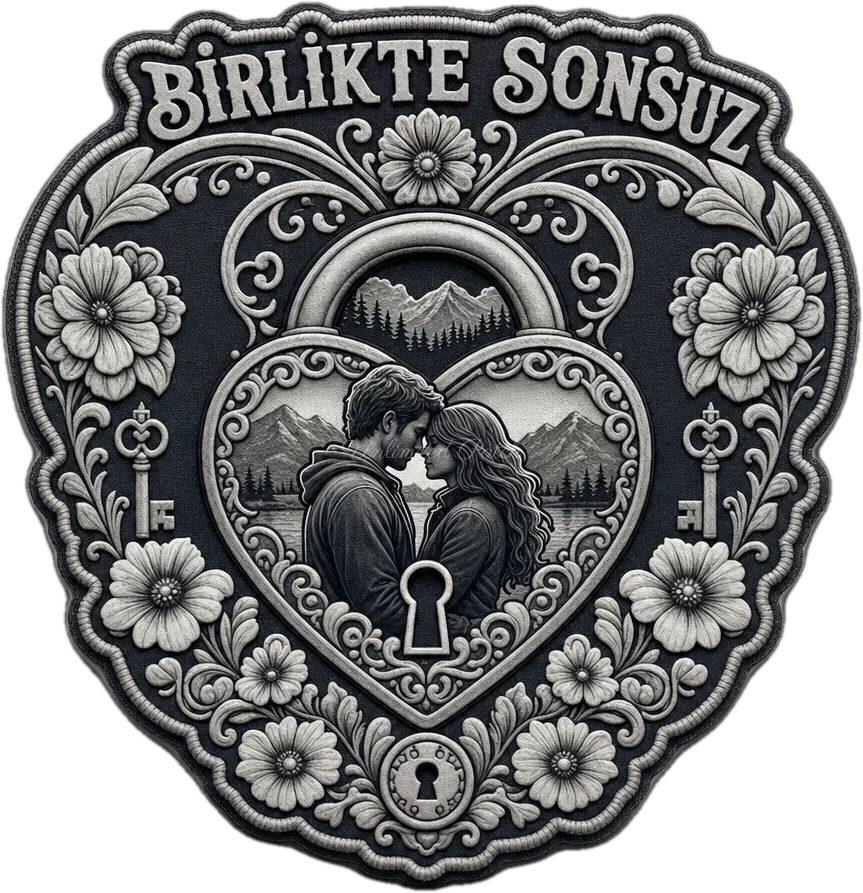 Kalp ve Çiçek Desenli Vintage Rozet | UV Baskılı TPU Peç