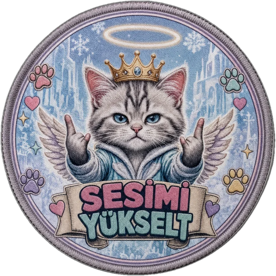 Kanatlı Tacı Olan Dondurulmuş Kedi Patch | 3D TPU Arma