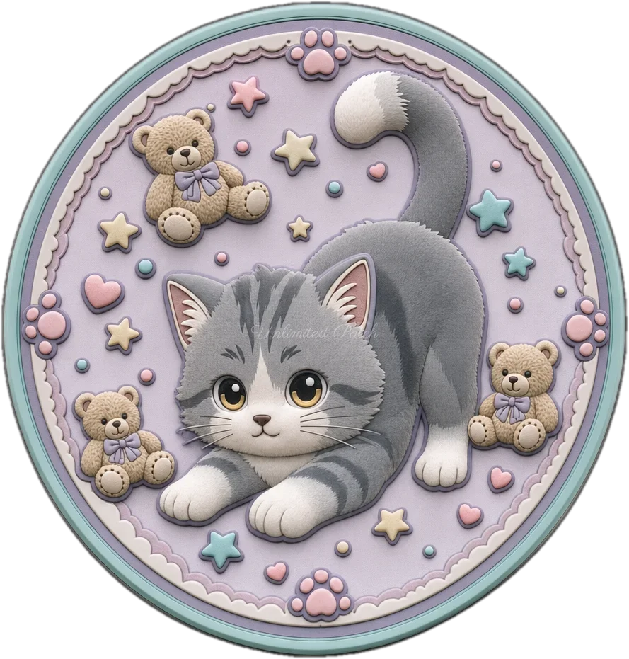 Kedi Temalı 3D Kabartmalı TPU Peç | UV Baskılı Arma
