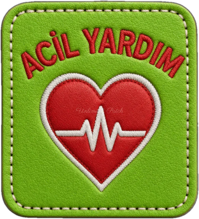 Neon Yeşil Kalp Temalı 3D Kabartmalı TPU Peç | UV Baskılı Arma