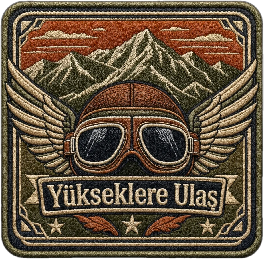 Pilot Gözlüklü Vintage Uçak Temalı Patch | 3D TPU Arma
