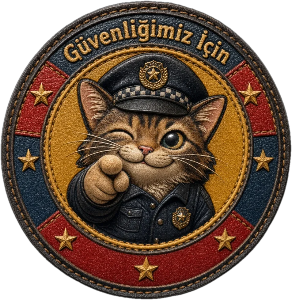 Sevimli Polis Kedi 3D Kabartmalı TPU Peç | UV Baskılı Arma