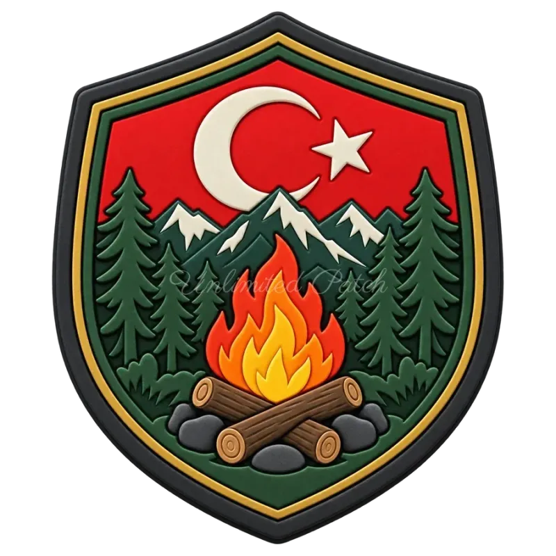 Scout Campfire Themed Patch | 3D TPU Shield Badge