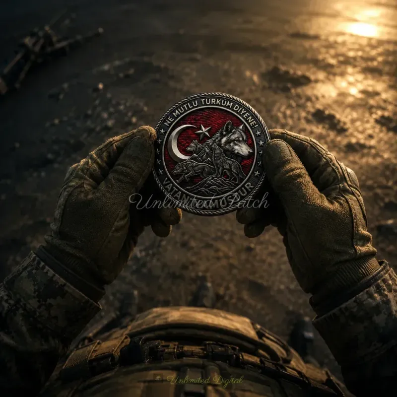 Ne Mutlu Türküm Diyene / Vatan Namustur - Wolf Themed 3D Embossed TPU Patch – UV Printed Tactical Insignia